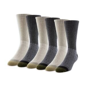 GOLDTOE Edition Men's Hiker Cushion Crew Socks, 6-Pack, Size 6-12.5